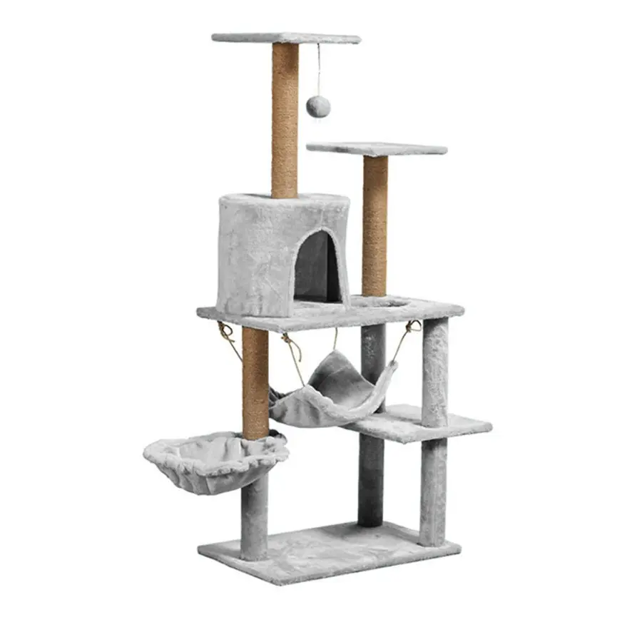 DUDUPETS คอนโดแมว ขนาด 52 x 37 x 130 ซม. รุ่น BJ7623 สีเทา