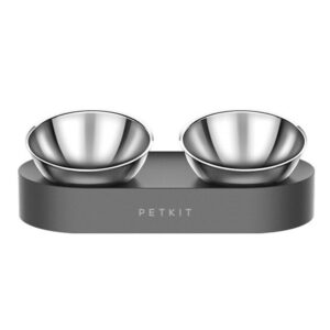 PETKIT FRESH NANO ชามสแตนเลสเงาฐานสีดำ สำหรับใส่อาหารสัตว์เลี้ยง ปรับระดับได้