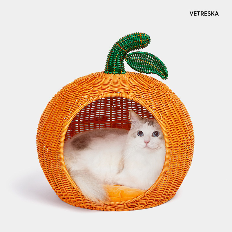 VETRESKA Citrus Rattan Cat Bed ที่นอนหวายผลส้ม