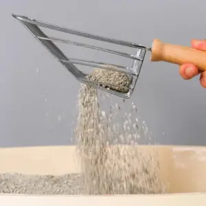 ที่ตักทรายแมว ที่ตักทรายแมวแสตนเลส ที่วางสีเทา